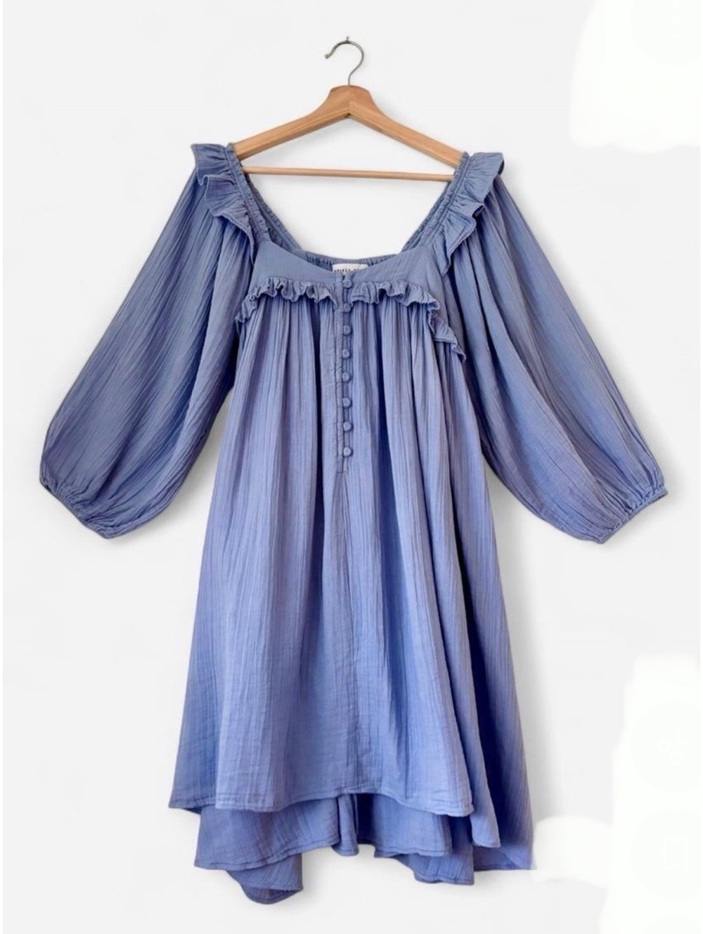 Apiece Apart 100% Cotton Gauze Ruffle Long Sleeve Dress - Picture 8 of 8